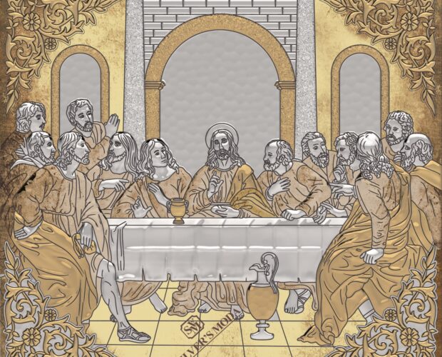 Μυστικός Δείπνος ασημί και χρυσαφί-Last Supper silver and gold icon