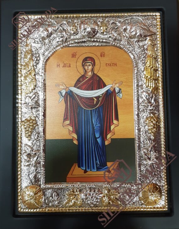 Αγία Σκέπη εικόνα με ασήμι-agia skeph silver icon