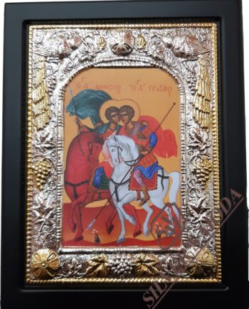 Άγιος Δημήτριος & Γεώργιος με άλογα ασήμι