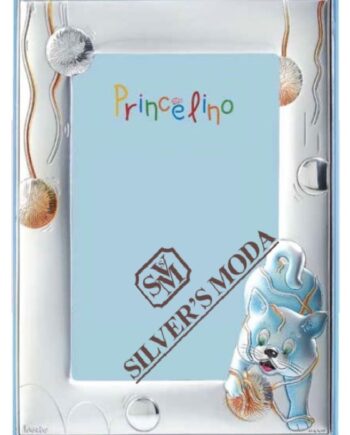 silver frame for kids with blue cat